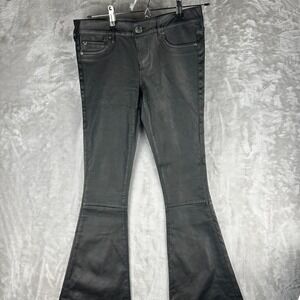 True Religion‎ Womens Bootcut Flare Coated Black Jeans Y2K Style